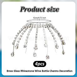 Messing Glas Strass Weinflasche Charms Dekoration&nbsp;HJEW-OC00173