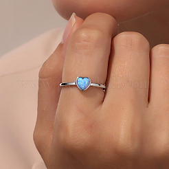 Hellhimmelblauer synthetischer Opal-Herz-Fingerring&nbsp;FM4105-3