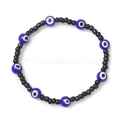2 pulsera elástica de cuentas de lampwork hechas a mano en 2 colores para hombres y mujeres&nbsp;BJEW-JB12515