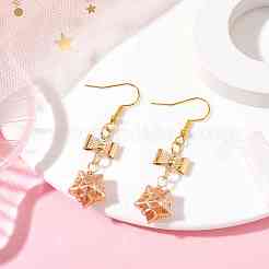 Boucles d'oreilles pendantes étoile de verre&nbsp;EJEW-JE05548-02