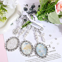 DIY Blanko Charms Brosche Anhänger Dekoration mit Kunstperlen Perlen Bastelset&nbsp;DIY-SC0025-59