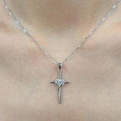 Collier pendentif croix en argent S925 du Mozambique avec diamants&nbsp;FO0363-2