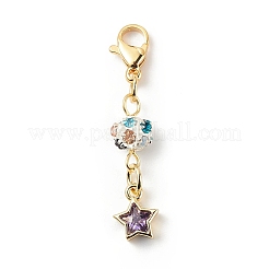 Decorazioni pendenti a stella in ottone con zirconi cubici&nbsp;HJEW-JM00794