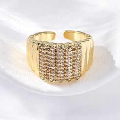 Mikropavé-Manschettenringe aus klarem Zirkonia aus Messing für Damen&nbsp;RJEW-U043-18G