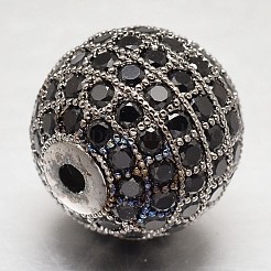 Cz Messing Micro Pave Zirkonia runde Perlen&nbsp;ZIRC-L017-14mm-06B
