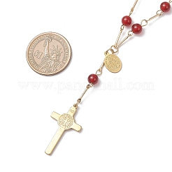 3 collier de perles rondes en cornaline naturelle&nbsp;NJEW-JN05574