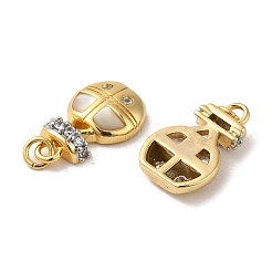 Micro pavé di zirconi cubici in ottone placcato a cremagliera con pendenti a forma di conchiglia&nbsp;KK-Q795-11G