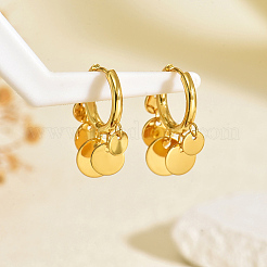 Boucles d'oreilles chandelier plates rondes en acier inoxydable&nbsp;LS-JB5555