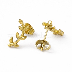 Boucles d'oreilles à tige en acier inoxydable 304 plaqué sous vide PVD en forme de branche feuillue pour femmes&nbsp;EJEW-P212-11G