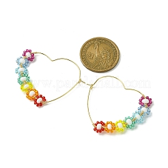Herz-Glassamen mit Messing-Creolen&nbsp;EJEW-MZ00144