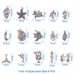 Tibetischer stil Aluminium Anhänger & Charms&nbsp;PALLOY-PH0012-23-WH