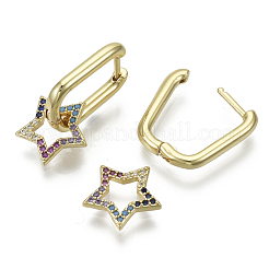 Pendientes de aro de circonita cúbica con micro pavé de latón&nbsp;KK-R137-023-NF