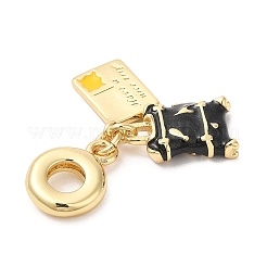 Breloques européennes en laiton émaillé&nbsp;KK-D027-13G-03