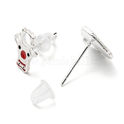 Asymmetrische Ohrringe aus Messing mit Weihnachtsmotiv&nbsp;LS-EJEW-D062-01B-S
