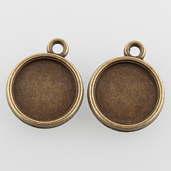 Colgante de aleación redonda plana plana Cabochon ajustes&nbsp;PALLOY-N0088-39AB-NF