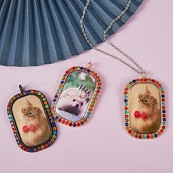 14 pièces 7 couleurs alliage grand pendentif cabochon supports&nbsp;ALRI-SZ0001-05