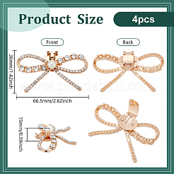 4 Stück Schuhschnallenclips aus Legierung mit Schleife und Glas-Strass&nbsp;AJEW-FG0005-11KCG