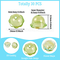 30 capuchon de perles en acrylique plaqué UV.&nbsp;PACR-TA0001-17E