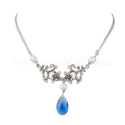 Set di gioielli in vetro con perle e gocce&nbsp;SJEW-JS01291