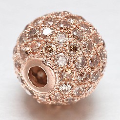Cz Messing Micro Pave Zirkonia runde Perlen&nbsp;ZIRC-L017-8mm-12RG