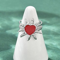 Herz Sonne 304 Edelstahl Emaille Fingerringe für Frauen&nbsp;RJEW-G355-08P-02