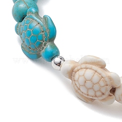 Braccialetti elasticizzati rotondi bicolore con perline turchesi sintetiche da 8 mm&nbsp;BJEW-JB10659