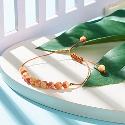 Pulsera redonda de cuentas trenzadas de jade blanco natural&nbsp;BJEW-JB07969-03