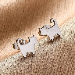 Anlaufgeschützte Ohrstecker aus 304 Edelstahl in Kätzchenform&nbsp;EJEW-F227-06P