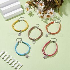 Bracciale multifilo in finta pelle scamosciata con charm da donna&nbsp;BJEW-JB07687