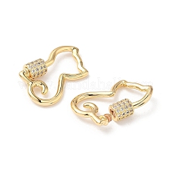 Laiton micro pave clair zircone cubique vis mousqueton charmes de verrouillage&nbsp;KK-Z118-06G-06