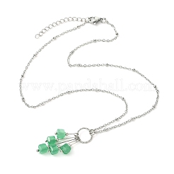 Collana da donna con ciondolo a nappa con perline a cubo sfaccettato in pietre preziose miste naturali e catena a satellite in acciaio inossidabile 304.&nbsp;NJEW-JN06448