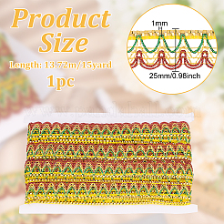 15 Yards Polyester-Spitzenband mit Wellenkante&nbsp;OCOR-WH0047-93A