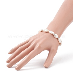 Bracciale elasticizzato da donna con perle keshi barocche naturali con perline a rombo&nbsp;BJEW-JB08911