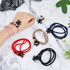 6 Stück 6 Farben Polyesterkordel zwei Schlaufen Wickelarmbänder Set mit legierten Schildpattverschlüssen&nbsp;BJEW-FI0001-25