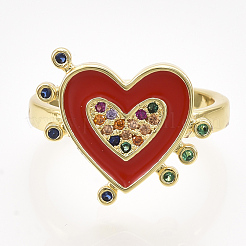 Anillos de latón de zirconia cúbicos micro pave ajustables&nbsp;RJEW-S044-062A