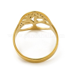Anillos de acero inoxidable 201 con revestimiento iónico (IP) y diseño del árbol de la vida&nbsp;RJEW-G278-40G