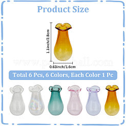 6 Stück Miniatur-Glasvasen-Ornamente in 6 Farben&nbsp;BOTT-CN0001-01