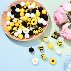 10 Stil: runde & Gänseblümchen- & Schmetterlings-Silikonperlen&nbsp;SIL-YW0001-88