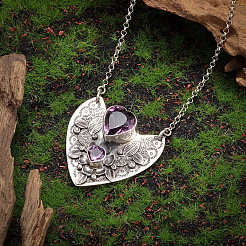 Legierung Amethyst Strass Herz Anhänger Halsketten für Frauen&nbsp;FS-WG5DD6E-01