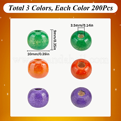 600 pièce de perles en bois naturel teintées de 3 couleurs&nbsp;WOOD-SC0001-82A