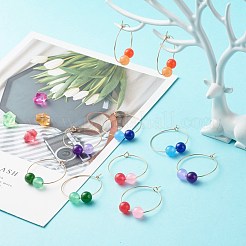 Pendientes de aro de cuentas de jade de Malasia teñidos naturales para niñas y mujeres&nbsp;EJEW-JE04632-01