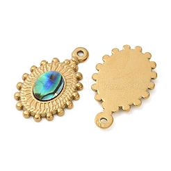 Anhänger aus natürlicher Paua-Muschel aus Edelstahl 304&nbsp;STAS-L288-11G-01