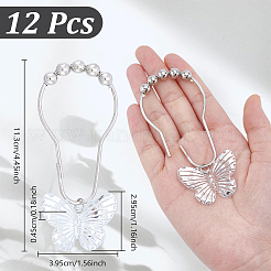 12 Stück Schmetterlings-Duschvorhangringe aus Acryl mit Eisen für Badezimmer&nbsp;HJEW-NB00293