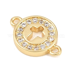 Dijes de conector de eslabones de donut de circonita cúbica transparente con pavé de latón&nbsp;KK-L251-09G-01