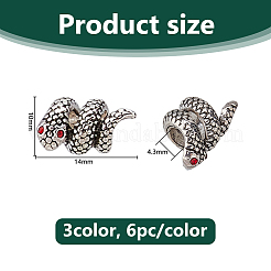 18 Stück 3 Farben tibetischen Stil Legierung Strass europäischen Perlen&nbsp;FIND-DC0007-66