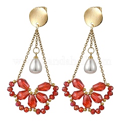 Boucles d'oreilles pendantes en verre électroplaqué pour femmes&nbsp;EJEW-MZ00796-02