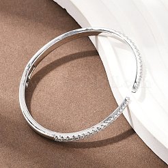 Brazaletes con bisagras de circonita cúbica transparente con micropavé de latón&nbsp;BJEW-F528-01P