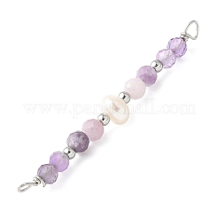 Ciondoli con perline di ametista naturale sfaccettata rotonda e lepidolite e perle d'acqua dolce coltivate naturali di patata&nbsp;PALLOY-JF03532-06