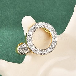 Anillos abiertos de latón con micropavé de circonitas cúbicas transparentes&nbsp;RJEW-T028-02B-G