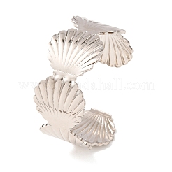 Offene Armreifen aus 304er Edelstahl im Muscheldesign für Damen&nbsp;AJEW-P127-28P
